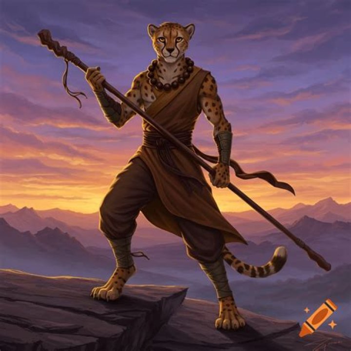 a humanoid cheetah running through smoke