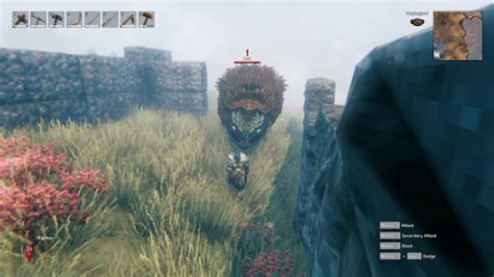 A lox chasing a Viking in Valheim