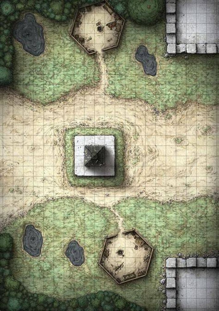 A map with several stone monuments circled
