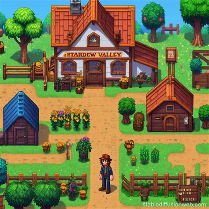 a stardew valley character stands in a local general store