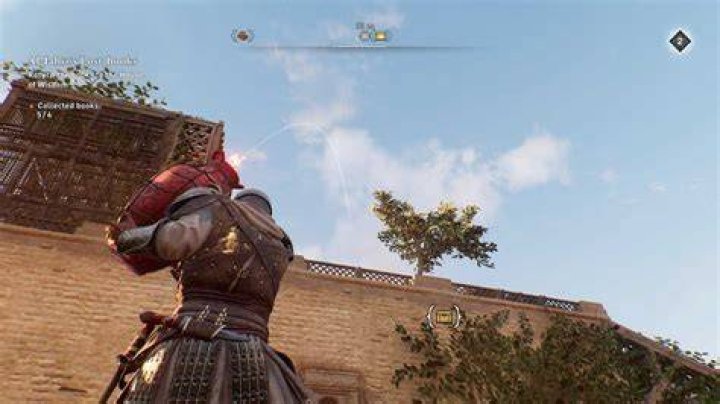 Basim lobs an explosive jar at a building in the Round City with a Gear Chest location in AC Mirage.