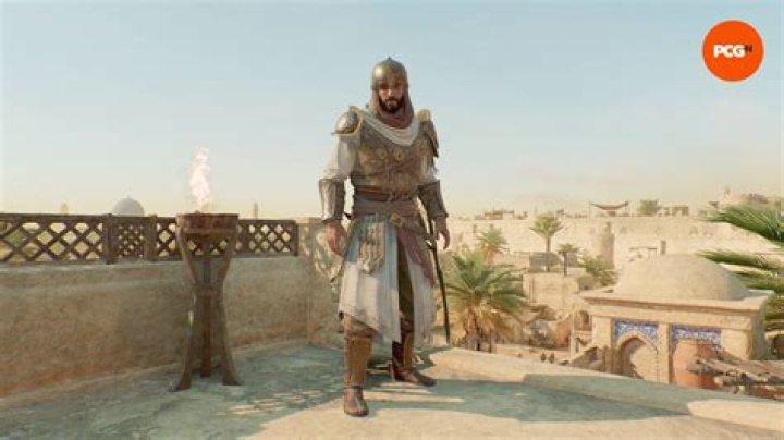 Basim standing next to a chest in Assassin&rsquo;s Creed Mirage.