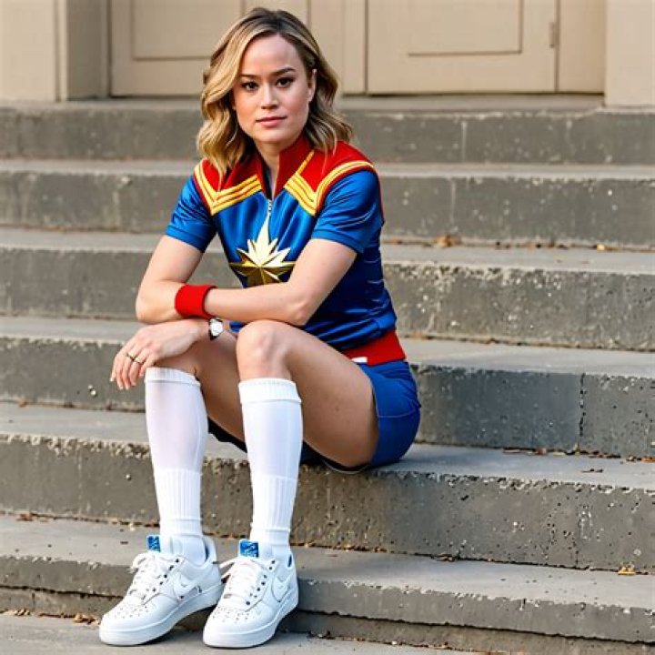 Carol Danvers (Brie Larson) looks confused in Kamala Khan&rsquo;s bedroom, which is decorated with Carol Danvers memorabilia and fanart in Ms. Marvel.