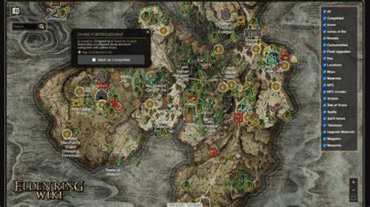 Elden Ring&rsquo;s map showing the location of Fringefolk Hero&rsquo;s Grave in West Limgrave. 