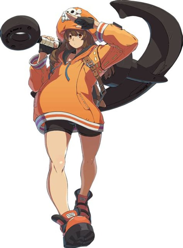 Guilty Gear character May smiles at the camera, wearing a bright orange outfit