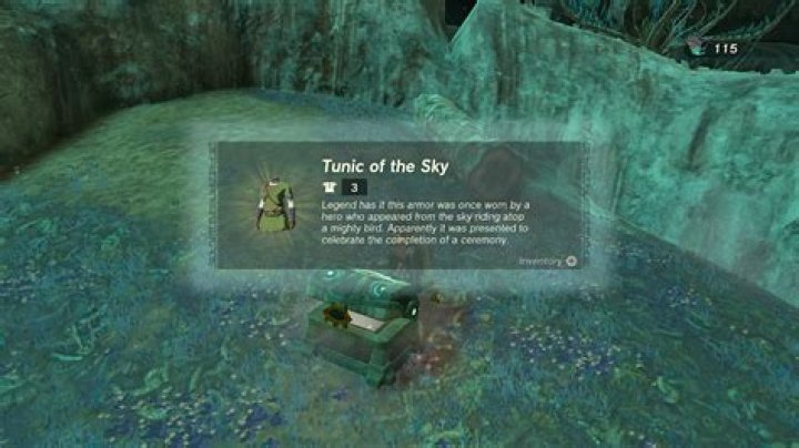 Link opens a chest containing Ember Trousers in Misko&rsquo;s Cave of Chests in The Legend of Zelda: Tears of the Kingdom