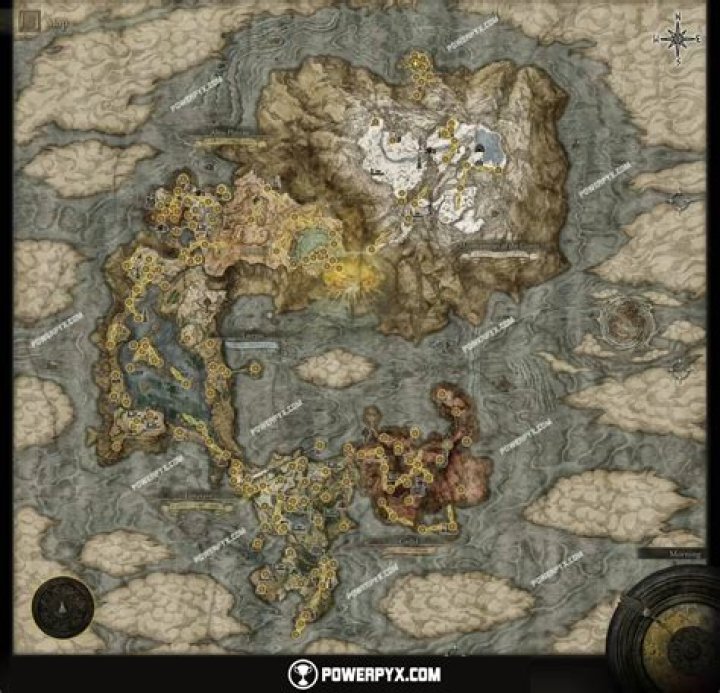 Map showing the Elden Ring Altus Plateau Golden Seed locations 