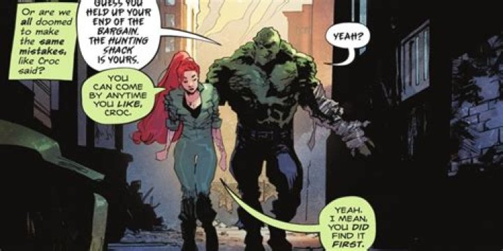 Poison Ivy and Killer Croc argue over whether a new housing development is good or bad for Gotham. &ldquo;Nimby my scaly ass,&rdquo; Croc protests, &ldquo;go drink your almond milk latte somewhere else. You don&rsquo;t belong here.&rdquo; &ldquo;Hey!&rdquo; responds Ivy, &ldquo;I would never drink almond milk! Do you know how much water it takes to grow a single almond?&rdquo; in Poison Ivy #13 (2023). 