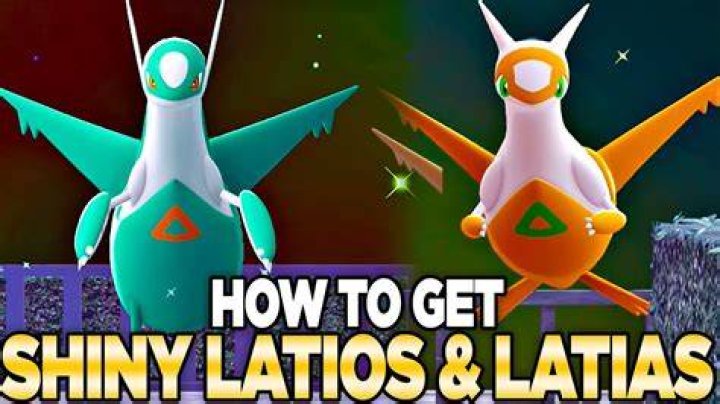 Shiny and regular Latias. Shiny Latias is gold with teal green markings
