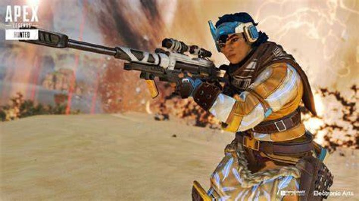 Vantage holding her sniping with an explosion in the background